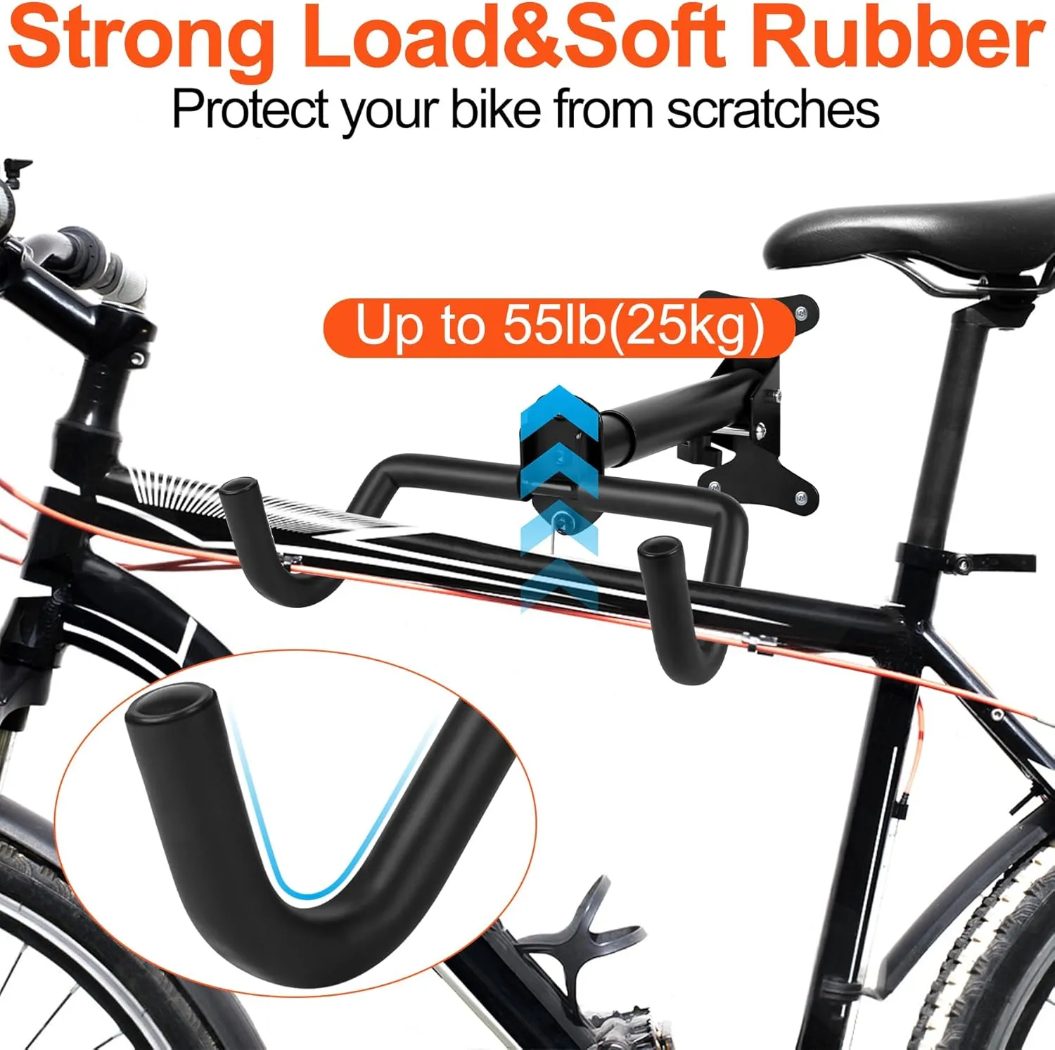1 Set Bicycle Expandable Wall Hanger - Horizontal Bicycle Indoor Storage Rack | Bicycle Wall Mount Rack Hooks - Bike Hook for Road, Mountain or Hybrid Bikes(Stretchable, 1Set)