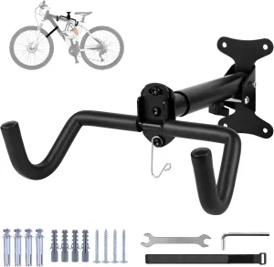1 Set Bicycle Expandable Wall Hanger - Horizontal Bicycle Indoor Storage Rack | Bicycle Wall Mount Rack Hooks - Bike Hook for Road, Mountain or Hybrid Bikes(Stretchable, 1Set)