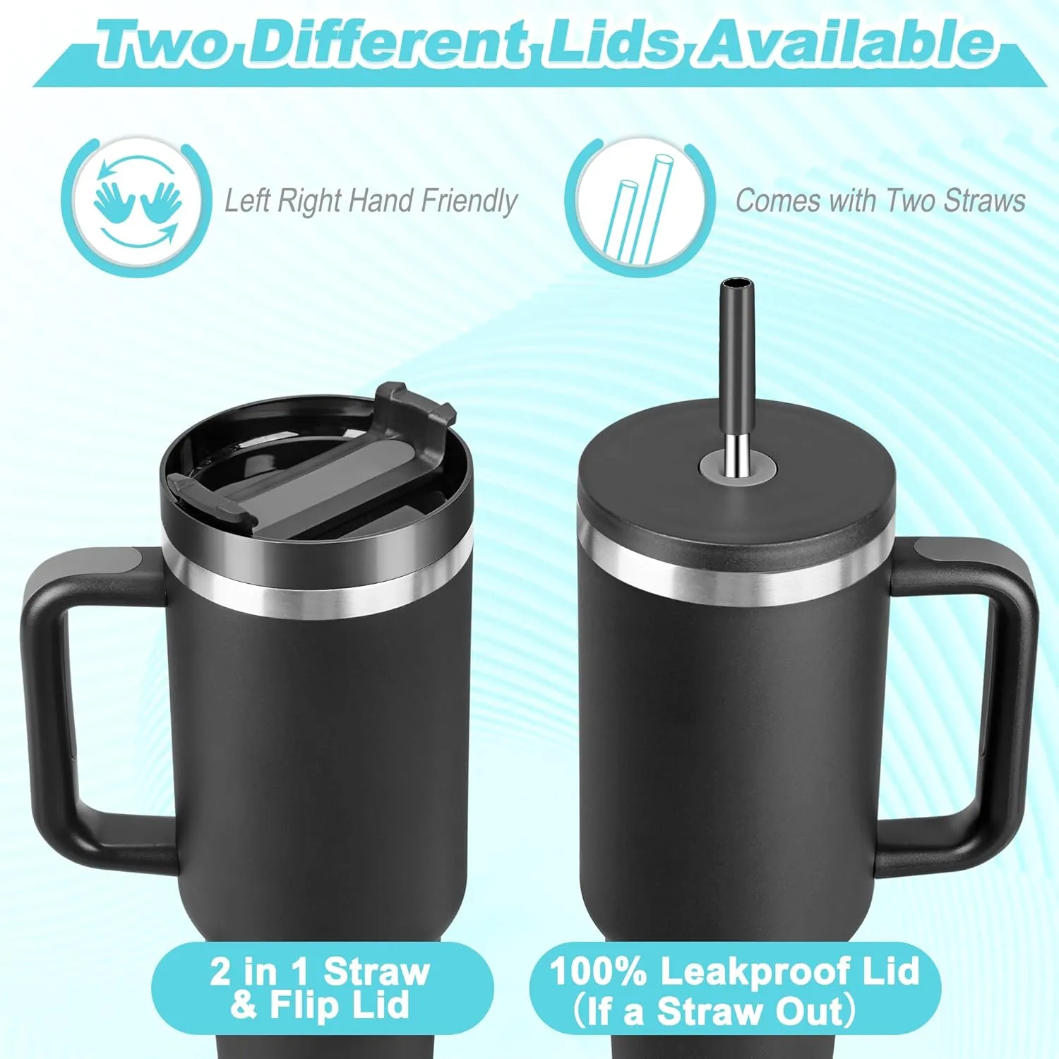 40 oz Tumbler with Handle and Straw, 2 Lids (2 in 1 & LeakProof Lid) - Vacuum Insulated Stainless Steel Double Wall Water Bottle Travel Coffee Mug - Holiday Gifts for Women Mom Grandma, Pink
