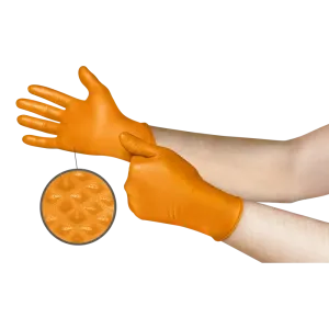 AA Mega Texture Orange Nitrile Glove, Large (100/Box)
