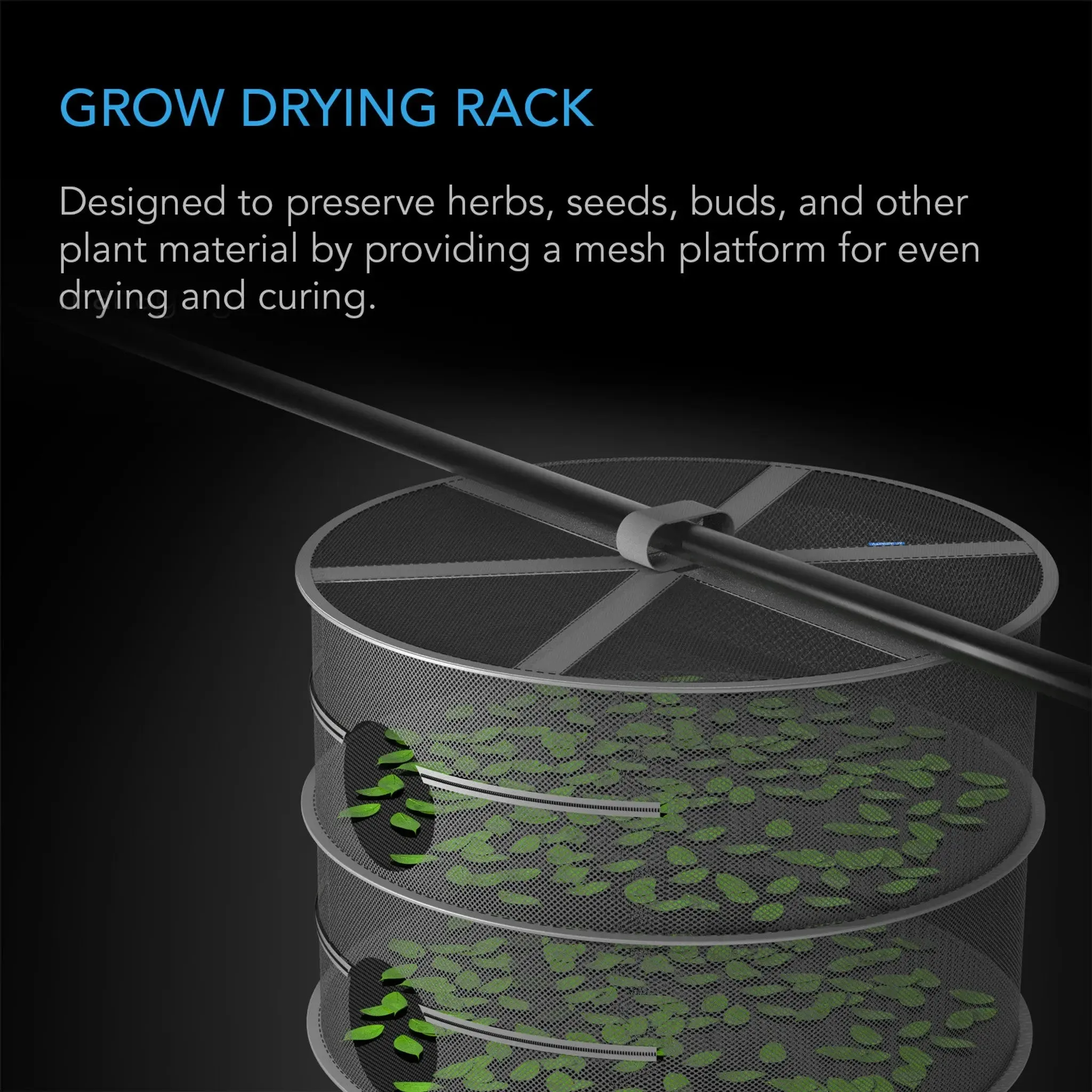 AC Infinity Hanging Herb Drying Rack, 6 Tiers, 24" Diameter