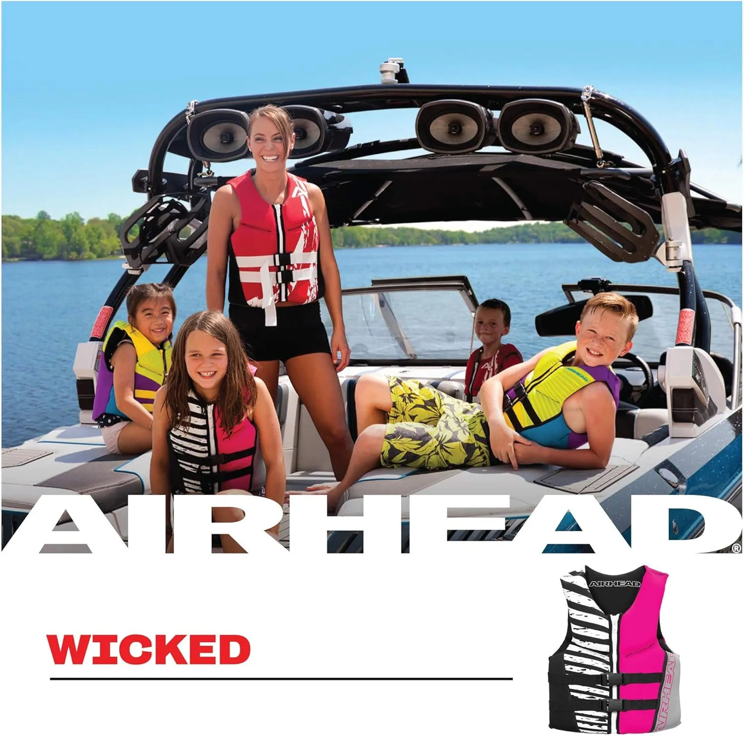 Airhead Wicked Kwik-Dry NeoLite Flex Life Jacket, Youth and Women's, US Coast Guard Approved