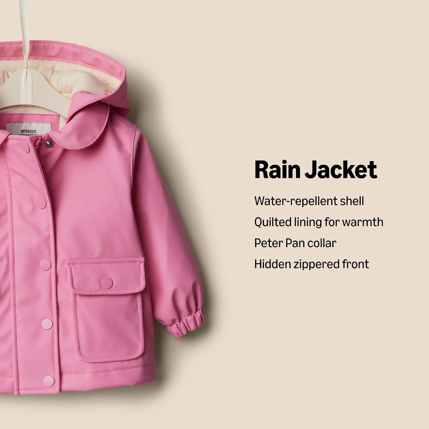 Amazon Essentials x Sofia Grainge Toddlers and Baby Girls' Water-Repellent Rain Jacket