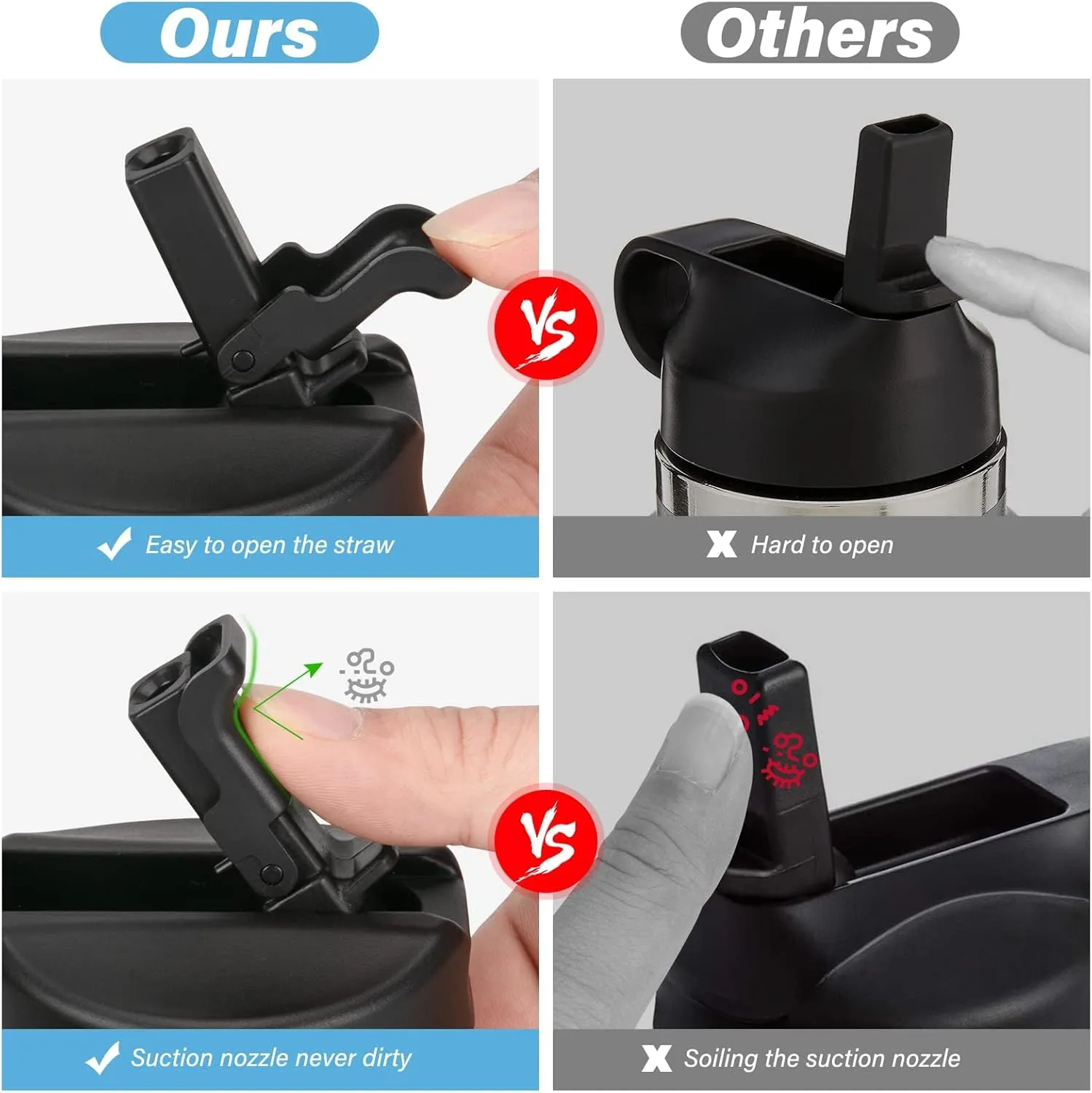 Auto Flip Lid for Hydro Flask Wide Mouth, Great Spout Lid for Simple Modern, Fits for Iron Flask and Other Brands, Replacement Lid with Button Lock