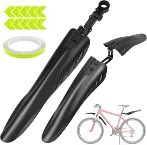 Bike Fender Set with 26ft DIY Reflective Tape, Adjustable Bicycle Fenders for 24"/26"/27.5", 4 Parts-Universal Full Cover Thicken Widen, Front/Rear Mud Guards Fit for MTB Mountain Road Bike