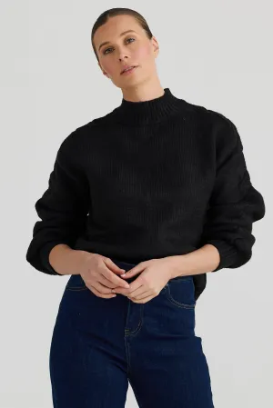 Cable Knit Sweater - Black