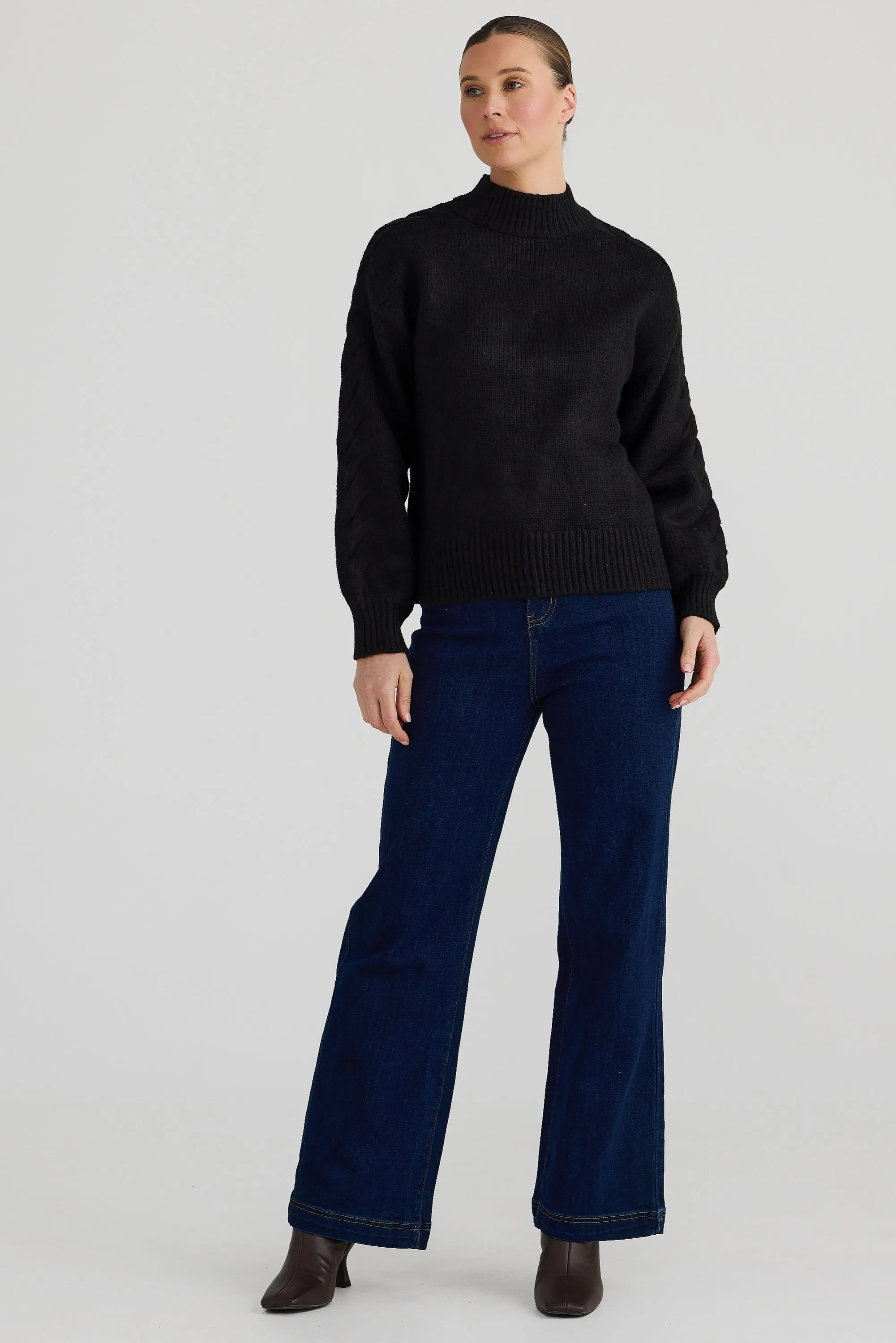 Cable Knit Sweater - Black