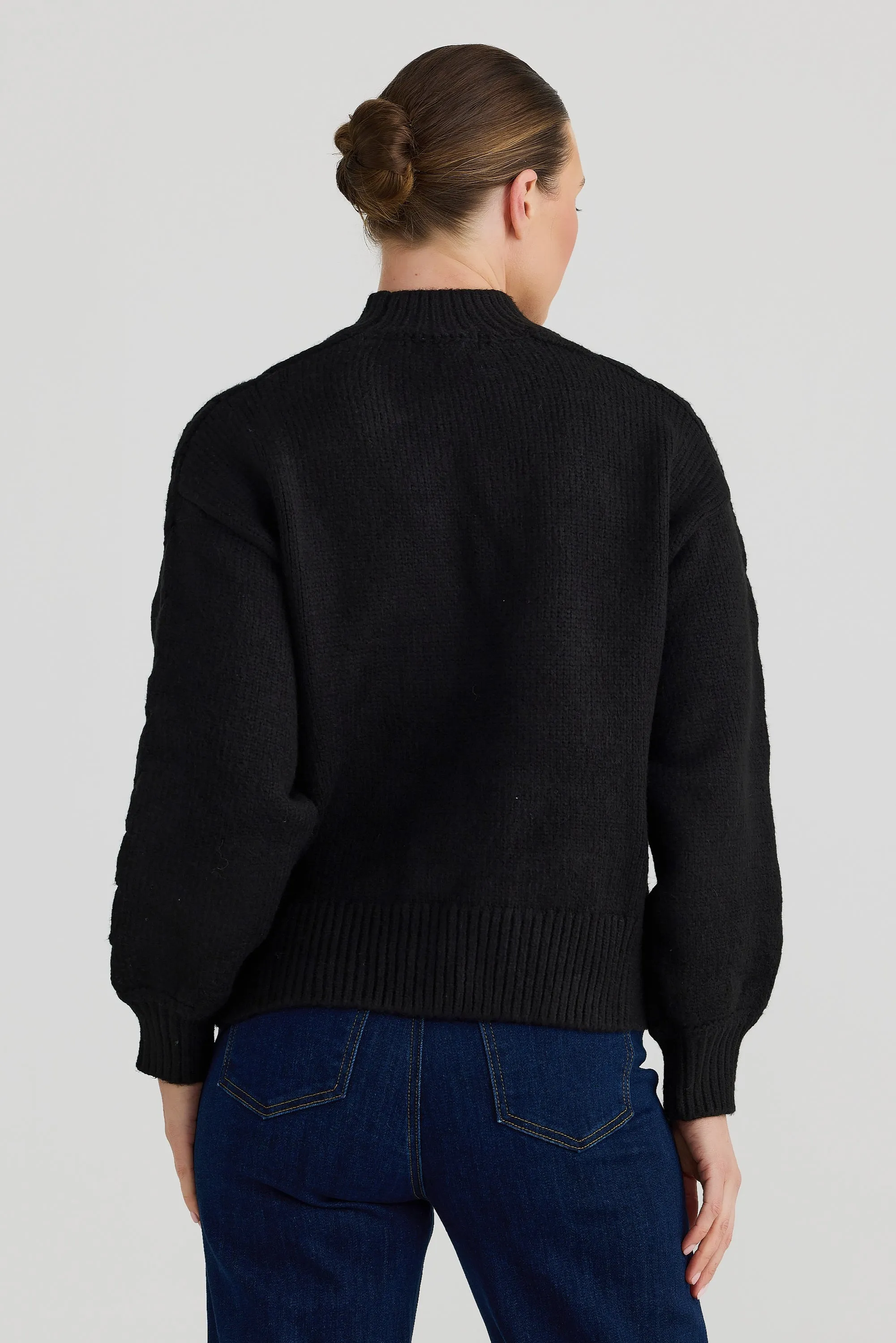 Cable Knit Sweater - Black