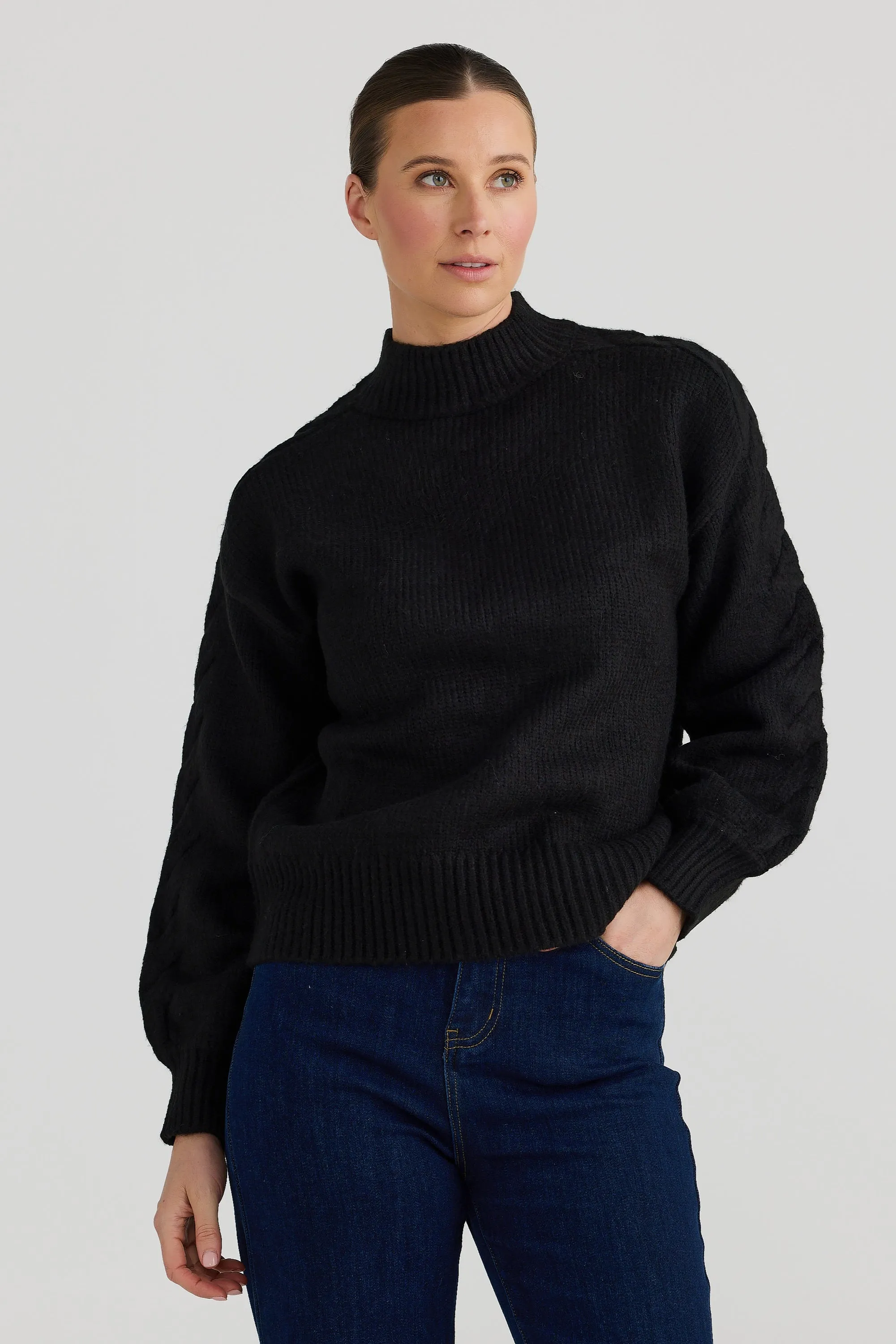 Cable Knit Sweater - Black