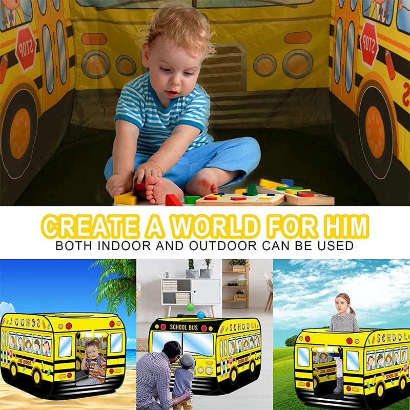 Children DIY Toys Foldable Truck/Police Car/School Bus/Ice Cream Tents Outdoor Indoor Kids Gift