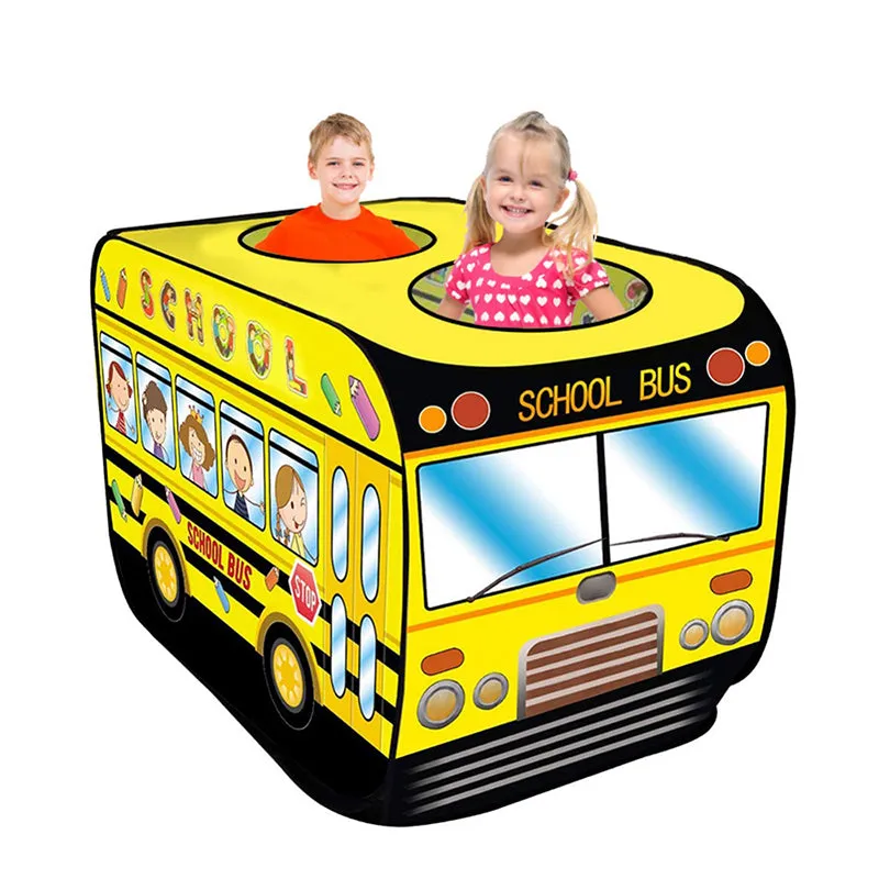 Children DIY Toys Foldable Truck/Police Car/School Bus/Ice Cream Tents Outdoor Indoor Kids Gift