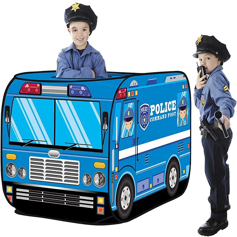 Children DIY Toys Foldable Truck/Police Car/School Bus/Ice Cream Tents Outdoor Indoor Kids Gift
