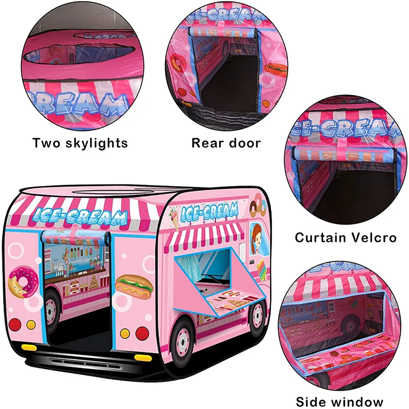 Children DIY Toys Foldable Truck/Police Car/School Bus/Ice Cream Tents Outdoor Indoor Kids Gift