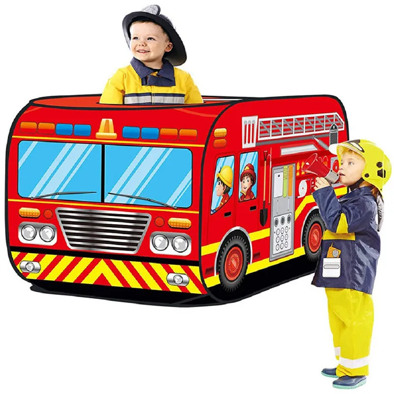 Children DIY Toys Foldable Truck/Police Car/School Bus/Ice Cream Tents Outdoor Indoor Kids Gift