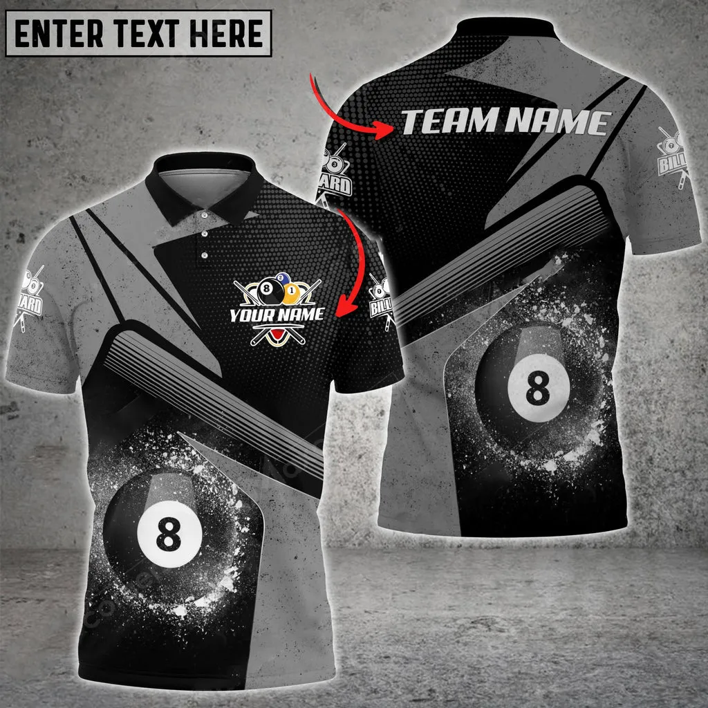 Coolspod Personalized Billiards Ball 8 Galaxy Color Style, Team Name Unisex 3D Polo Shirt