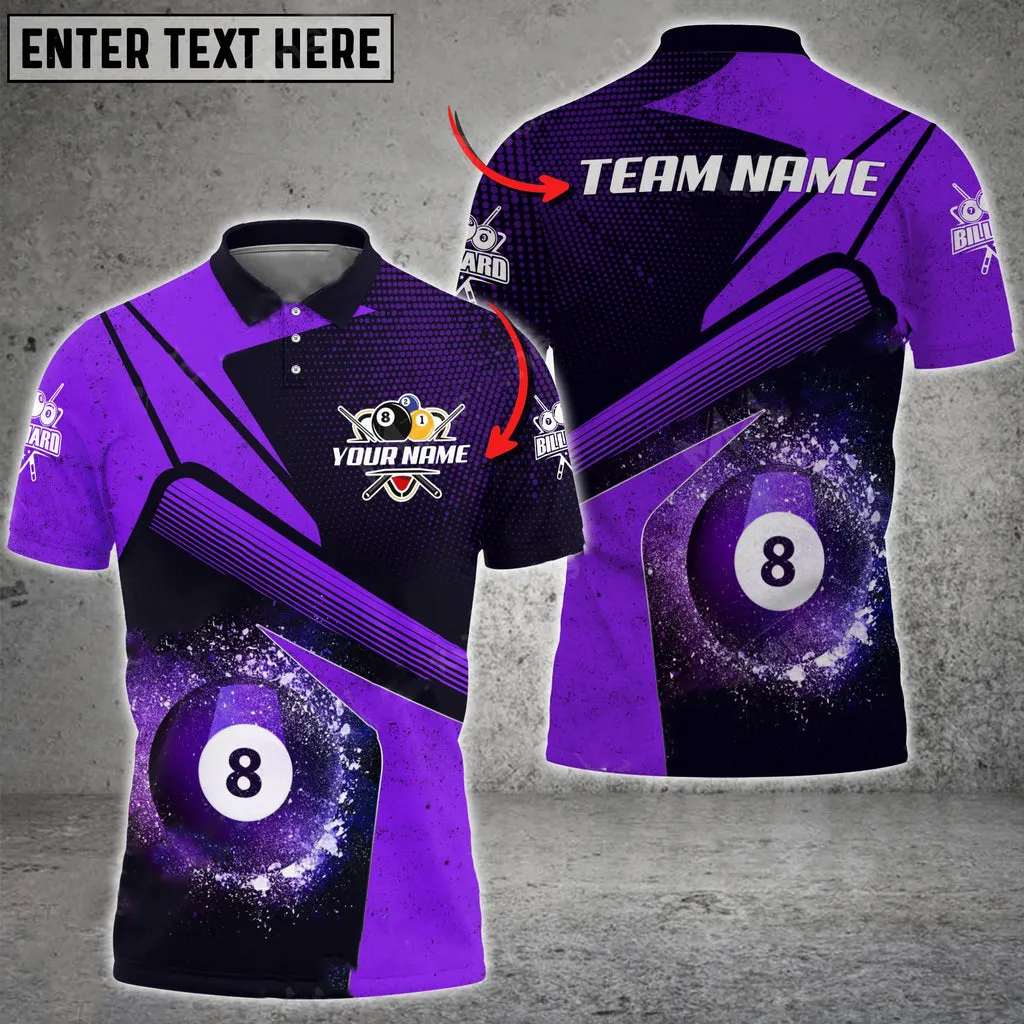 Coolspod Personalized Billiards Ball 8 Galaxy Color Style, Team Name Unisex 3D Polo Shirt