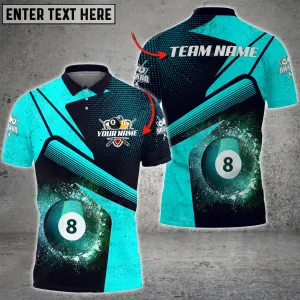 Coolspod Personalized Billiards Ball 8 Galaxy Color Style, Team Name Unisex 3D Polo Shirt