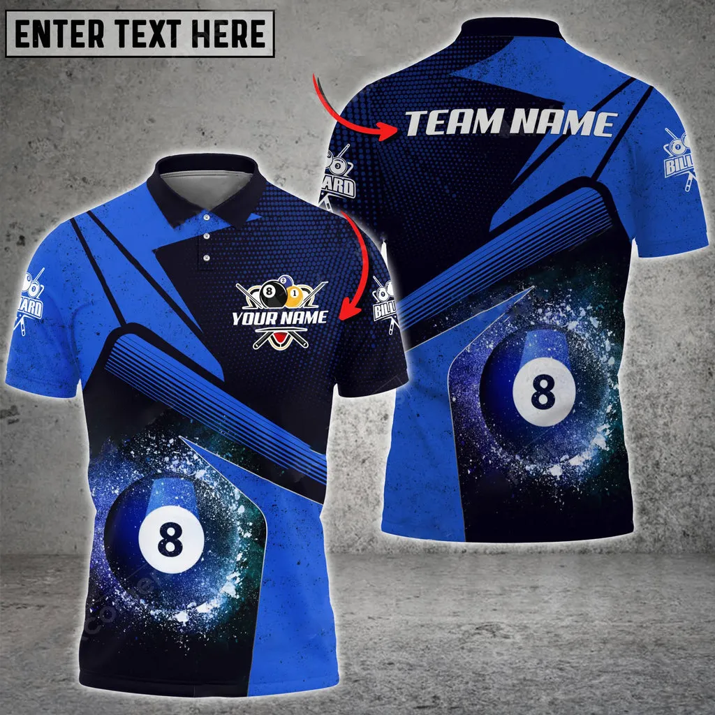 Coolspod Personalized Billiards Ball 8 Galaxy Color Style, Team Name Unisex 3D Polo Shirt