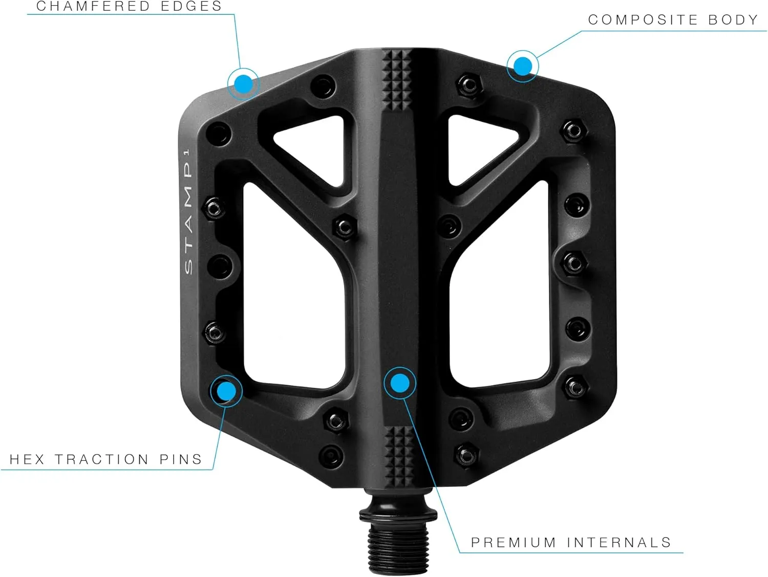 Crankbrothers Stamp Flat MTB Pedals - Size-Specific, Lightweight, Versatile, Durable Bike Pedals