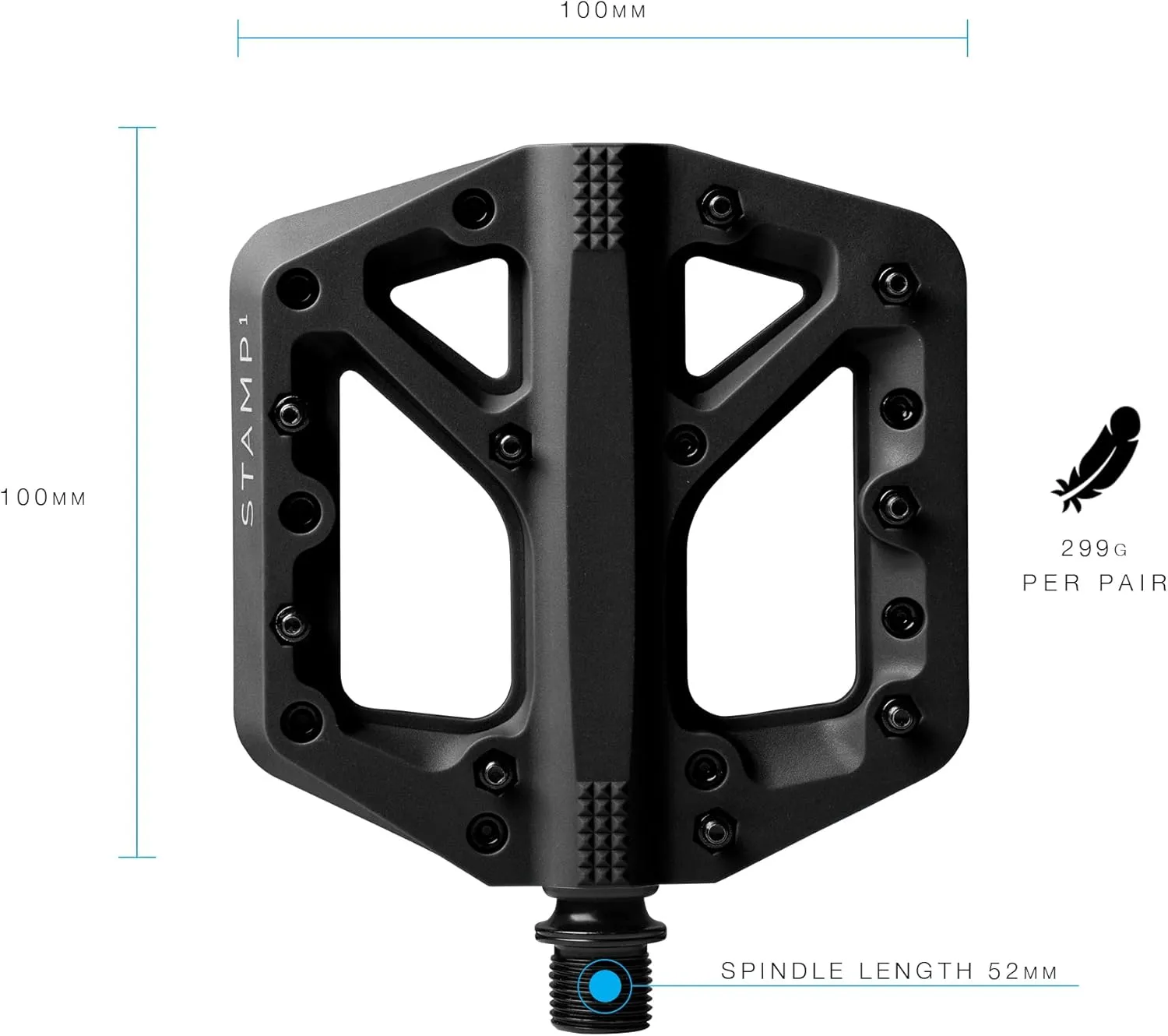 Crankbrothers Stamp Flat MTB Pedals - Size-Specific, Lightweight, Versatile, Durable Bike Pedals
