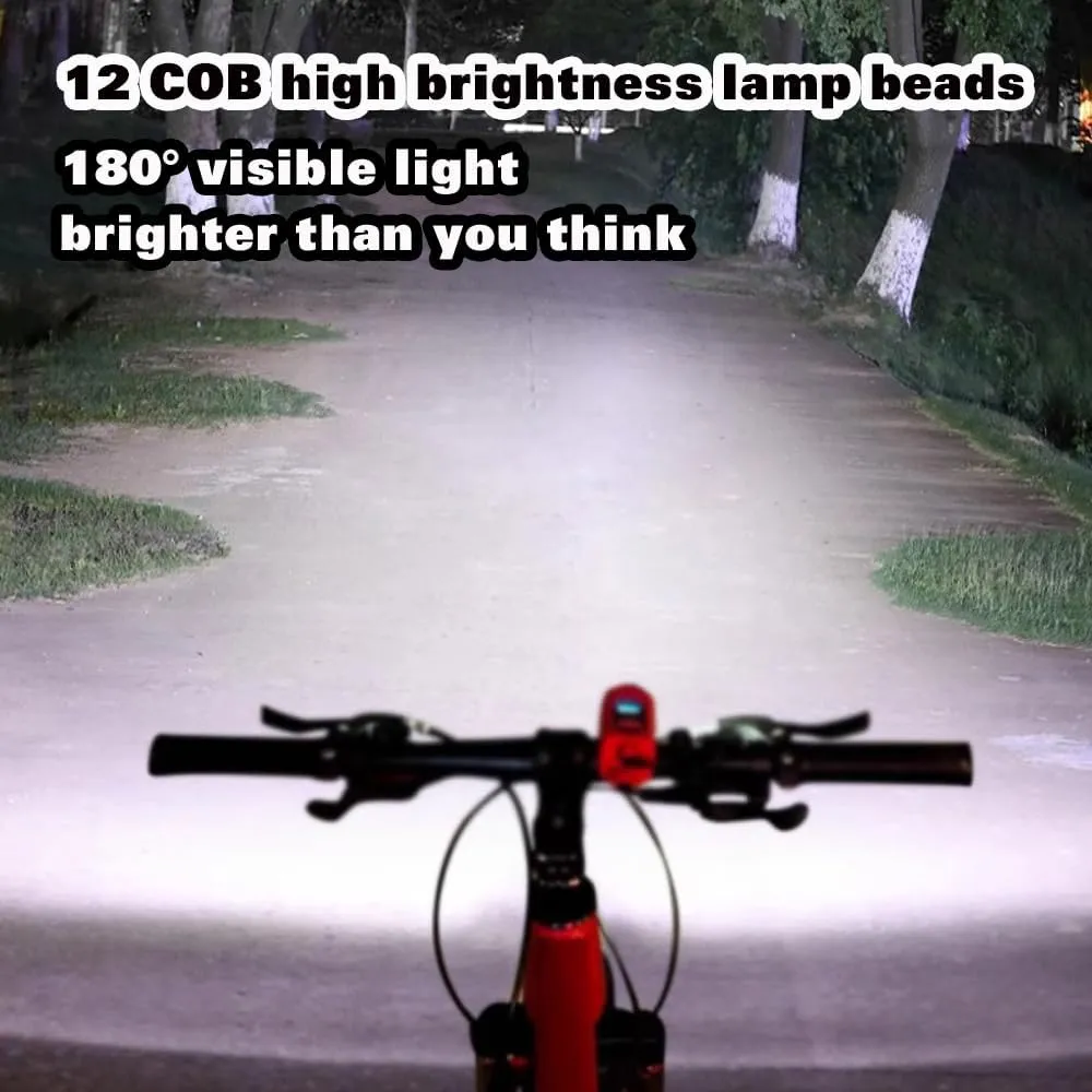 Electric Bike Horn Bike Light 2 in 1; 110 dB Bicycle Horn 5 Sound Modes with Rechargeable Battery Waterproof Bicycle Light with Horn for Kids Boys Adults Mountain Bike