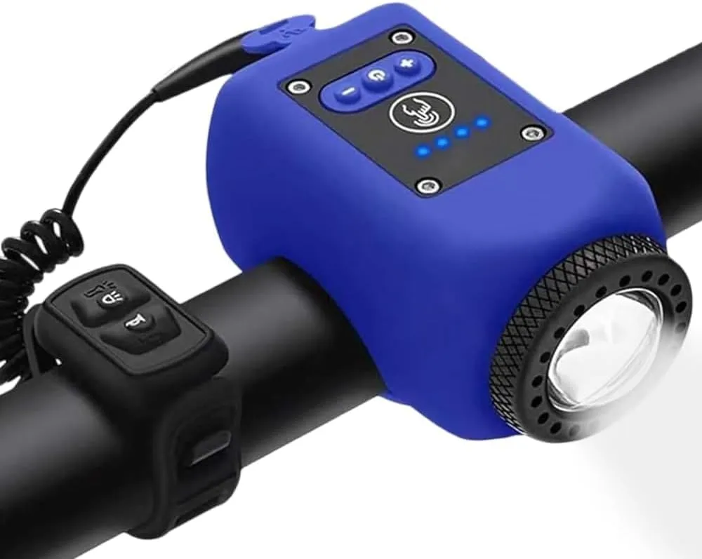 Electric Bike Horn Bike Light 2 in 1; 110 dB Bicycle Horn 5 Sound Modes with Rechargeable Battery Waterproof Bicycle Light with Horn for Kids Boys Adults Mountain Bike