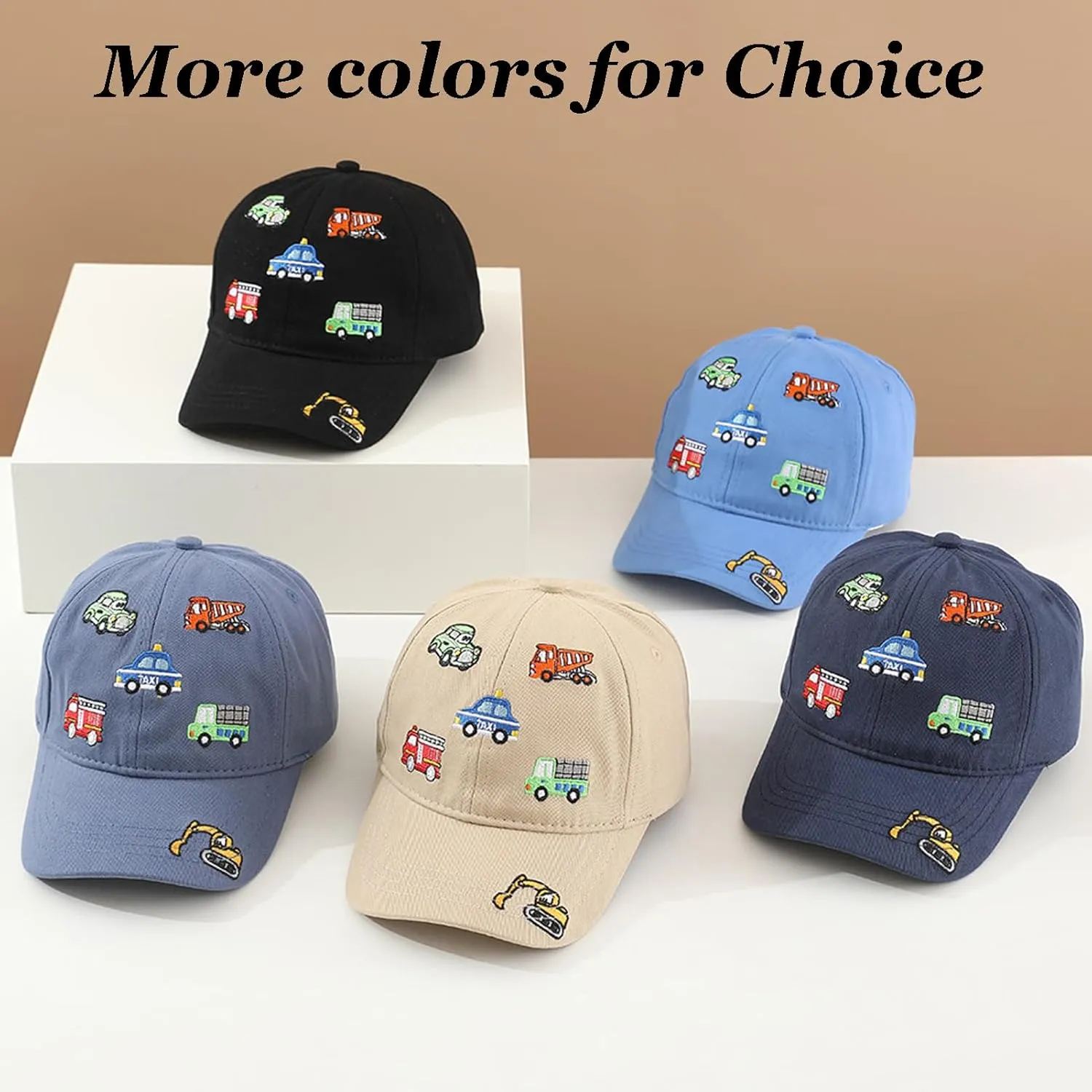 Embroidered Baseball Caps for Boys Girls Fire Truck Excavator Trucker Hat Funny Adjustable Summer Hats Age 3-8