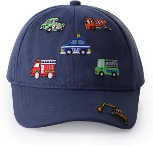 Embroidered Baseball Caps for Boys Girls Fire Truck Excavator Trucker Hat Funny Adjustable Summer Hats Age 3-8