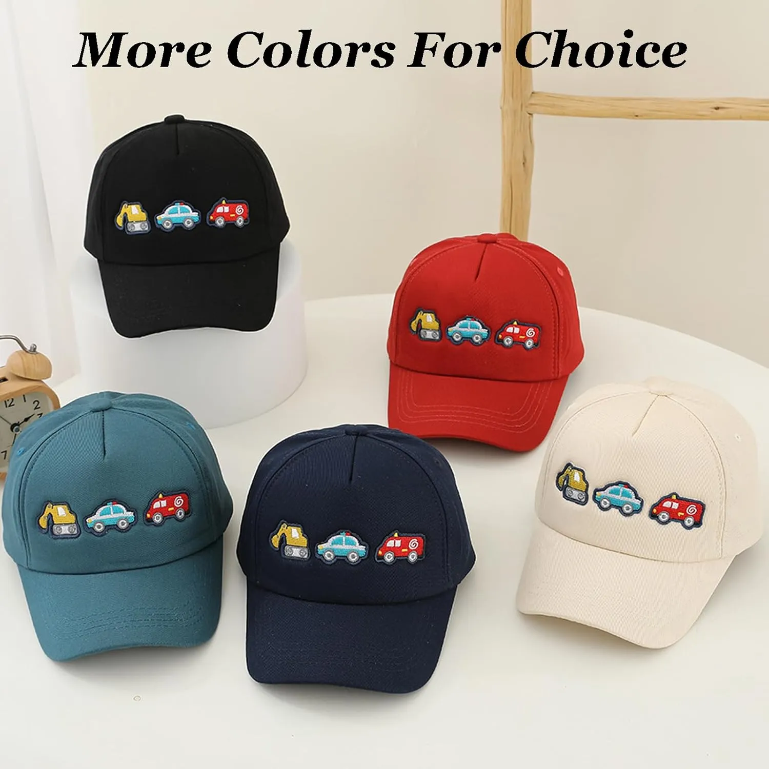 Embroidered Baseball Caps for Boys Girls Fire Truck Excavator Trucker Hat Funny Adjustable Summer Hats Age 3-8