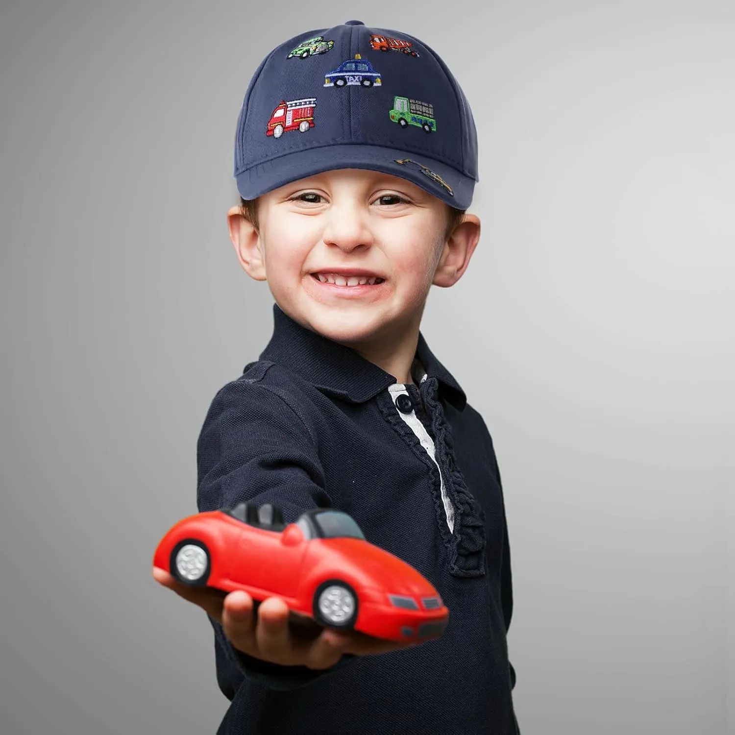 Embroidered Baseball Caps for Boys Girls Fire Truck Excavator Trucker Hat Funny Adjustable Summer Hats Age 3-8