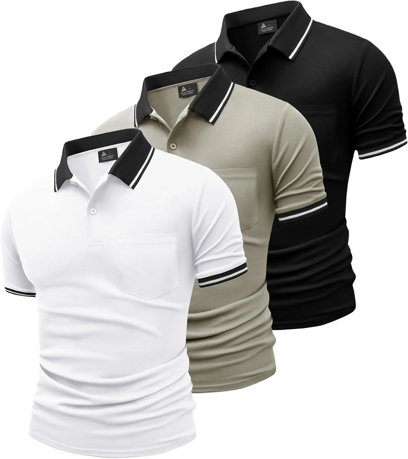 GEEK LIGHTING 3 Pack Mens Polo Shirts Short Sleeve Athletic Polo for Men Casual Moisture Wicking T-Shirts with Pocket