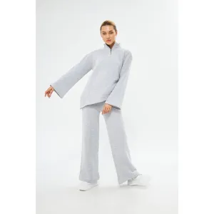 Grey Melange Sweat Matching Set