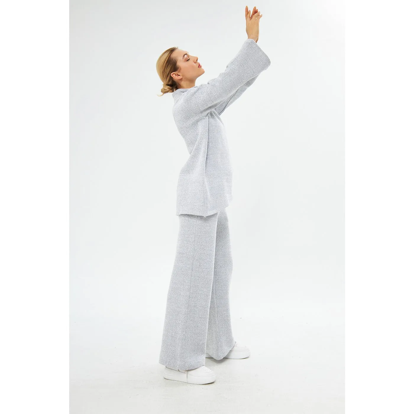 Grey Melange Sweat Matching Set