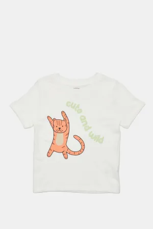 Infant Boys White Cute And Wild T-Shirt