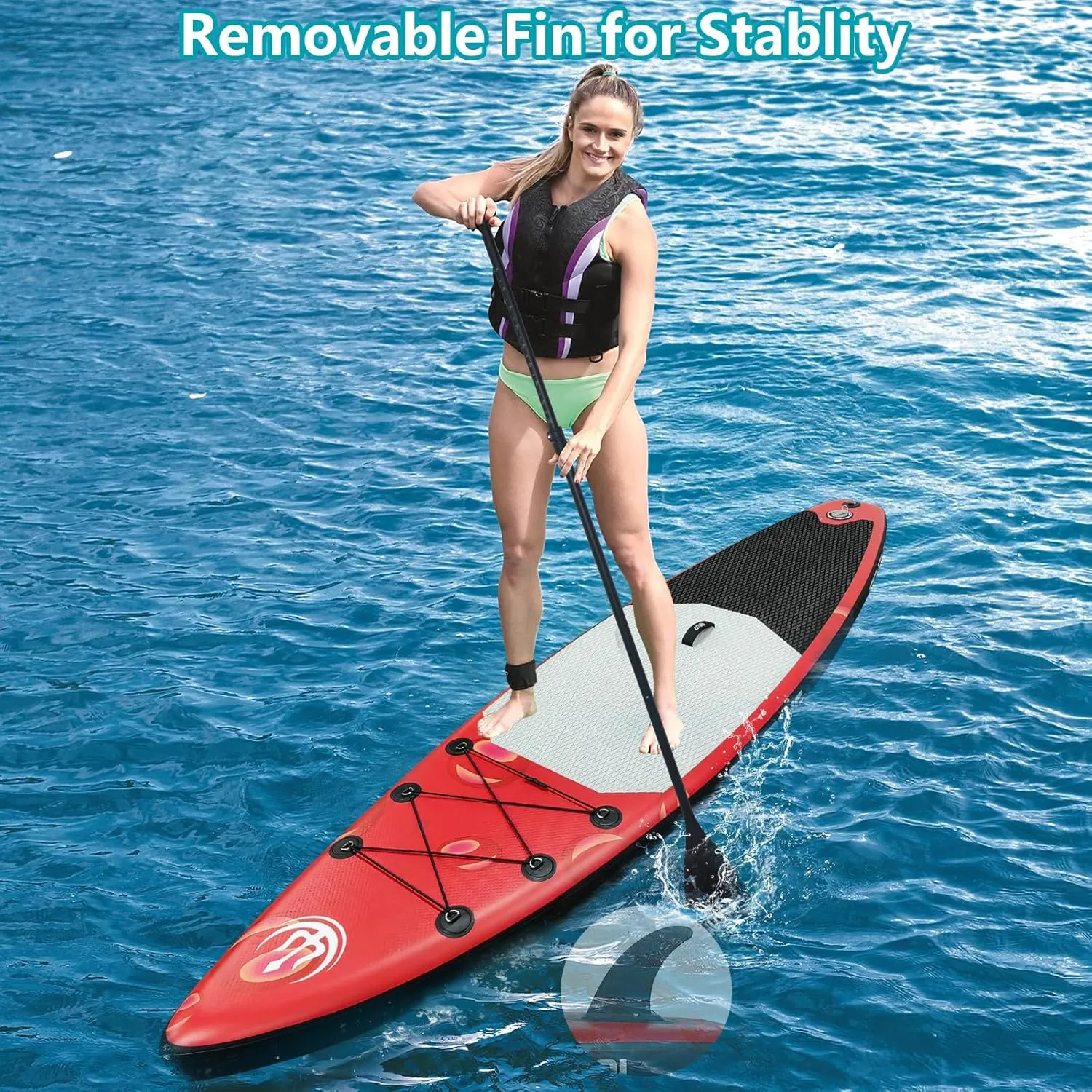 Inflatable Paddle Board for Adults, 11'33" Stand up Paddle Board Inflatable with SUP Accessories, Ultra Stable Sup Board, Fishing Blow up Paddle Boards with Paddle, Pump, Backpack, Fin