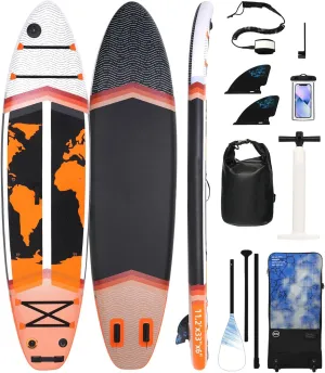 Inflatable Stand Up Paddle Board Aqua 11x34x6 Dimensions Stable & Durable All Riders Lightweight