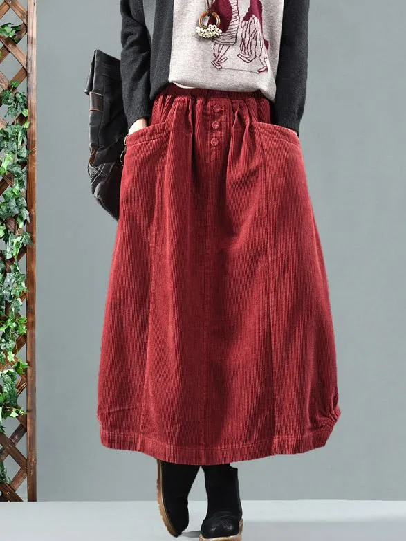 Latest Corduroy Solid Skirt