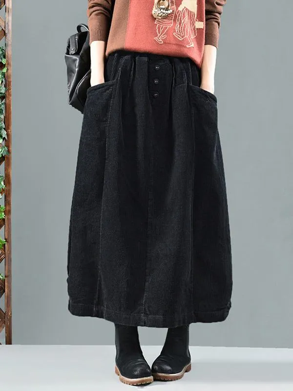 Latest Corduroy Solid Skirt