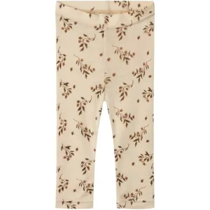 Lil'Atelier Sandshell Nimo Slim Wool/Modal Leggings AOP