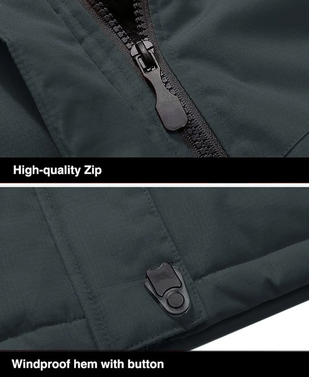MAGCOMSEN Men's Winter Coats Water Resistant Ski Snow Jacket Warm Fleece Jacket Parka Raincoats With Multi-Pockets