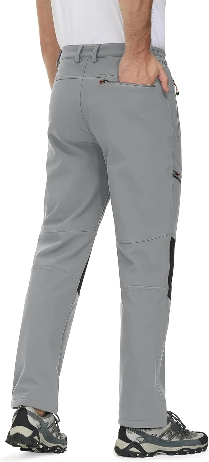 MAGCOMSEN Men's Winter Pants Fleece Lined Ski Snow Pants Water Resistant 4 Zip Pockets Outdoor Pants