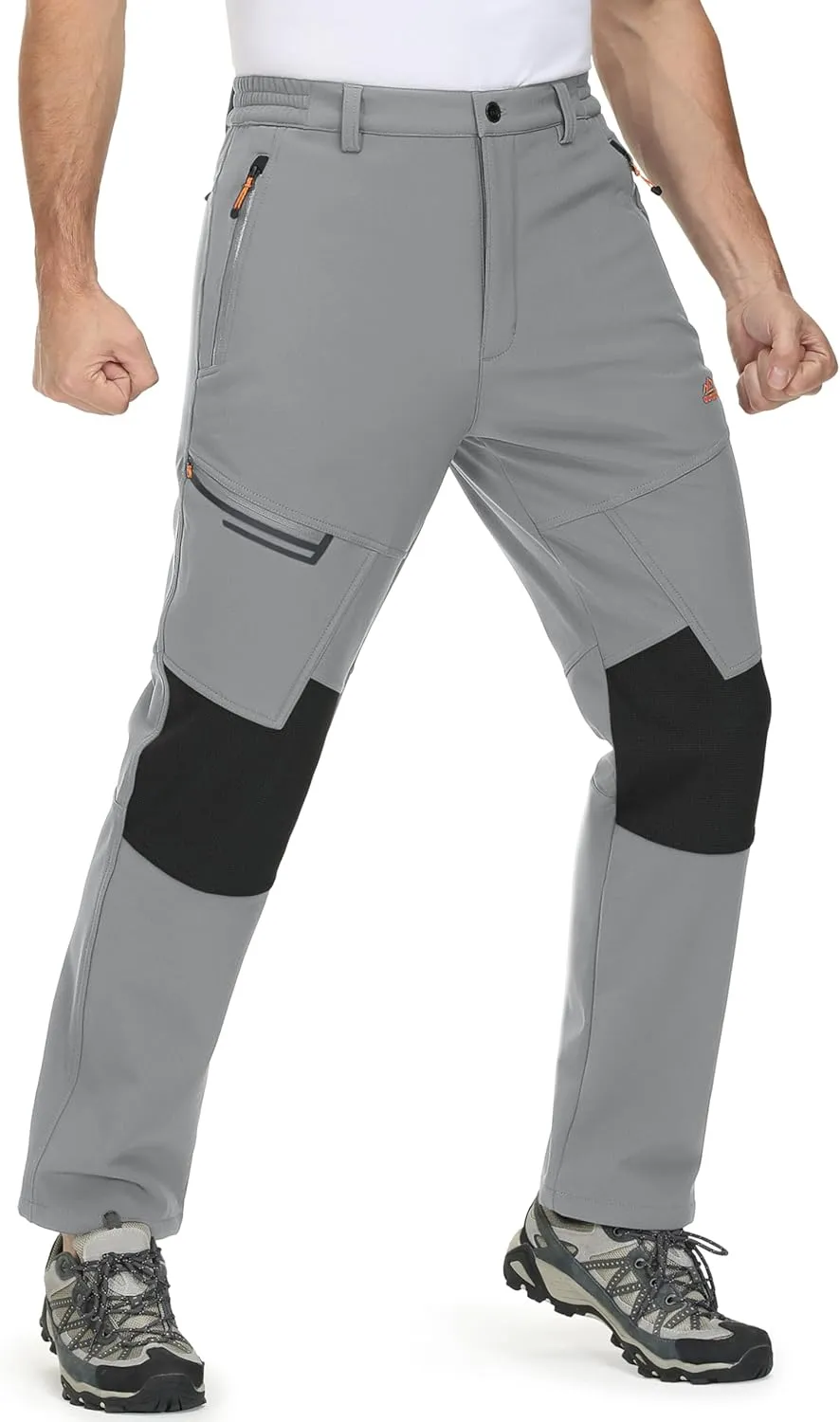 MAGCOMSEN Men's Winter Pants Fleece Lined Ski Snow Pants Water Resistant 4 Zip Pockets Outdoor Pants