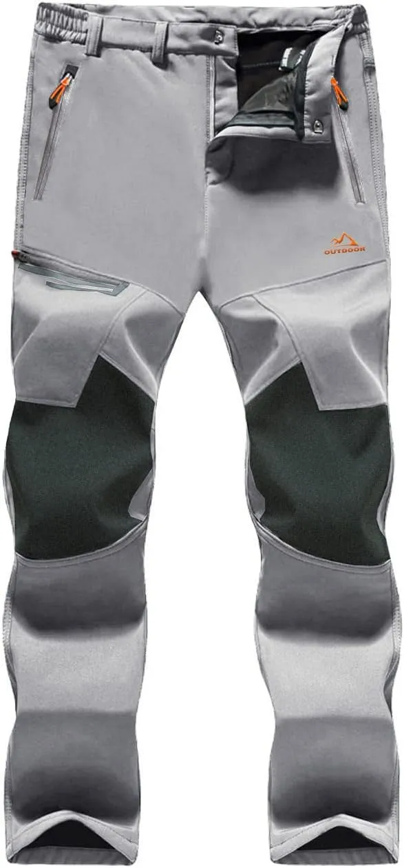 MAGCOMSEN Men's Winter Pants Fleece Lined Ski Snow Pants Water Resistant 4 Zip Pockets Outdoor Pants