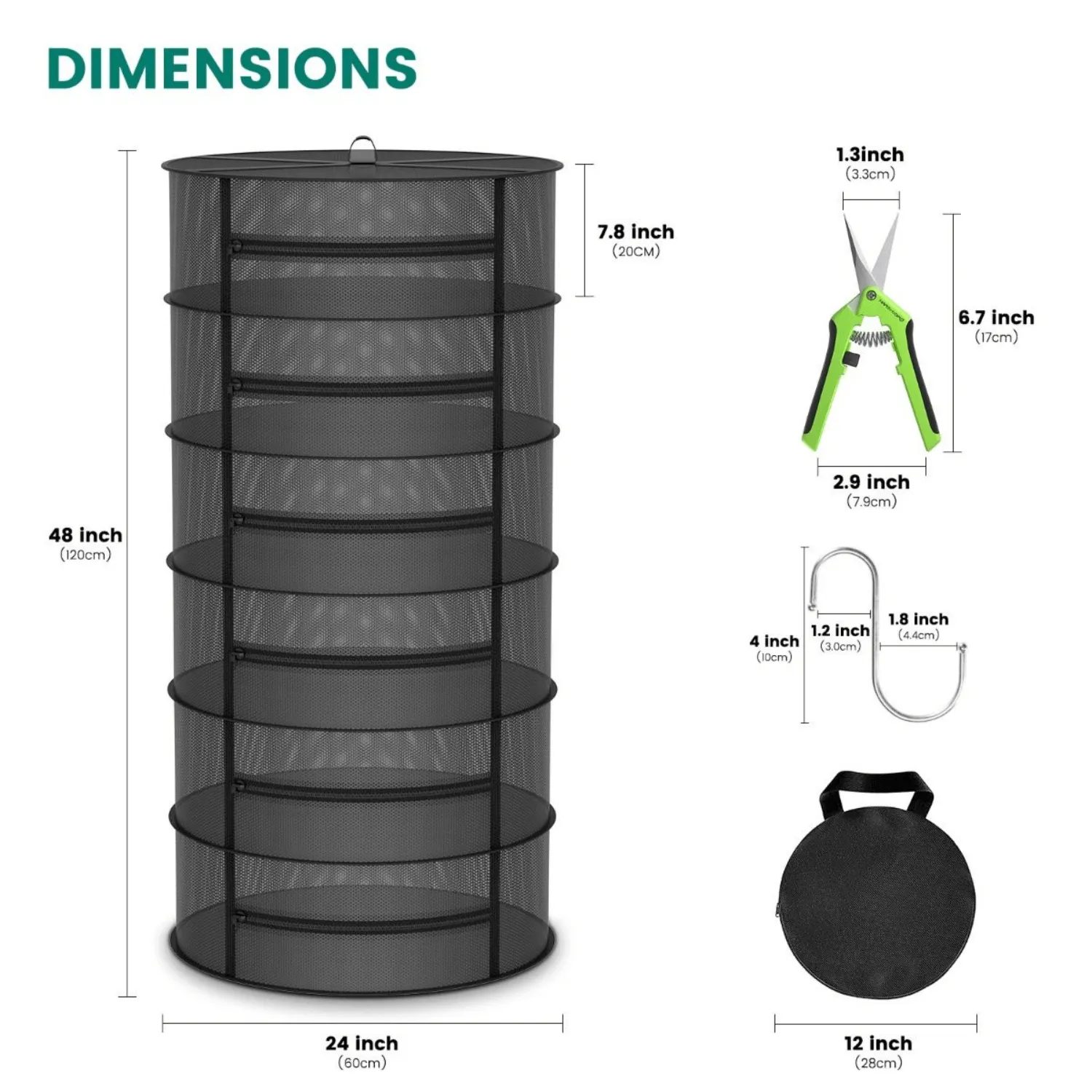 Mars Hydro 6-Layer Mesh Herb Drying Rack with Pruning Shear