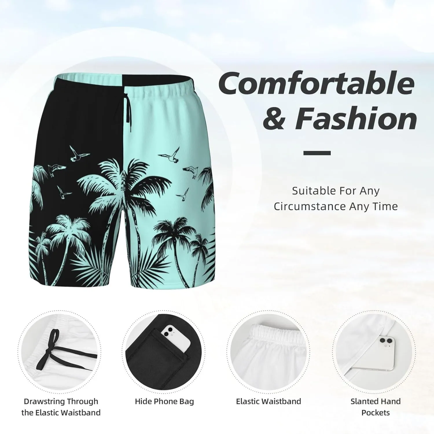 Men's Quick-Dry Swimming Trunks 7 Inch with Compression Liner 2 in 1 Beach Swim Board Shorts with Pockets
