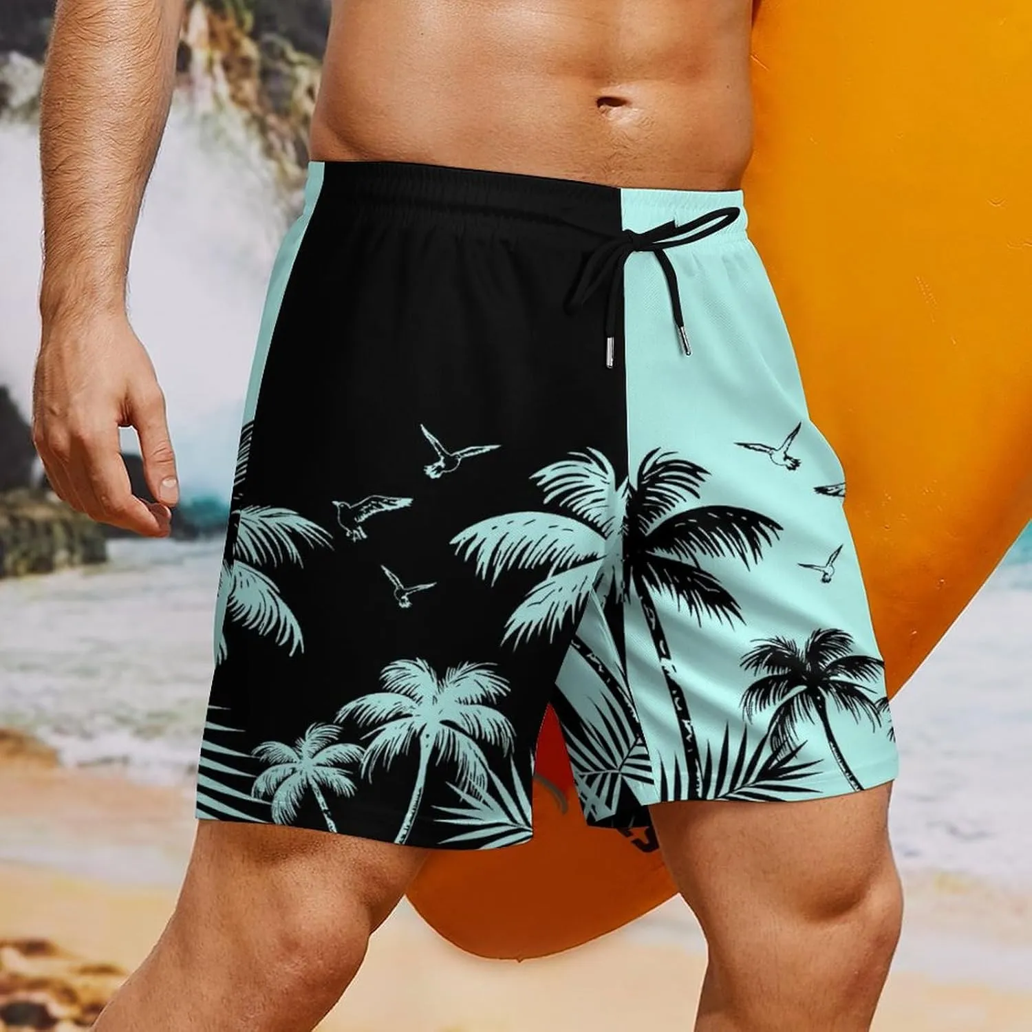 Men's Quick-Dry Swimming Trunks 7 Inch with Compression Liner 2 in 1 Beach Swim Board Shorts with Pockets