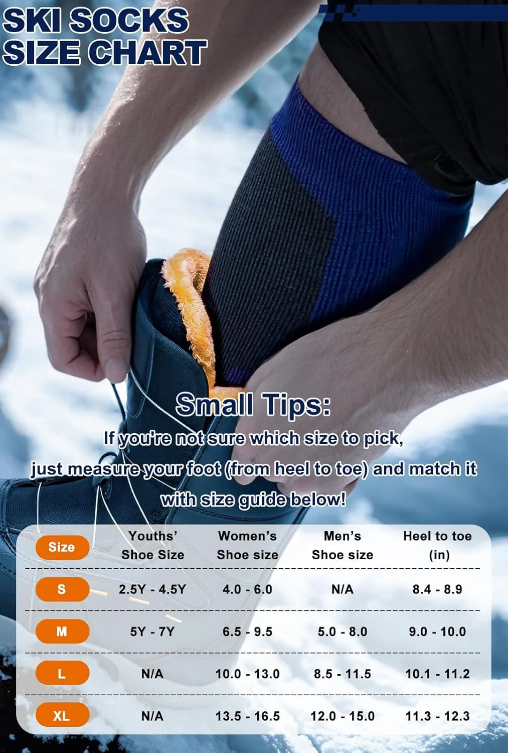 Merino Wool Ski Socks 3 Pack for Skiing, Snowboarding, Winter Thermal