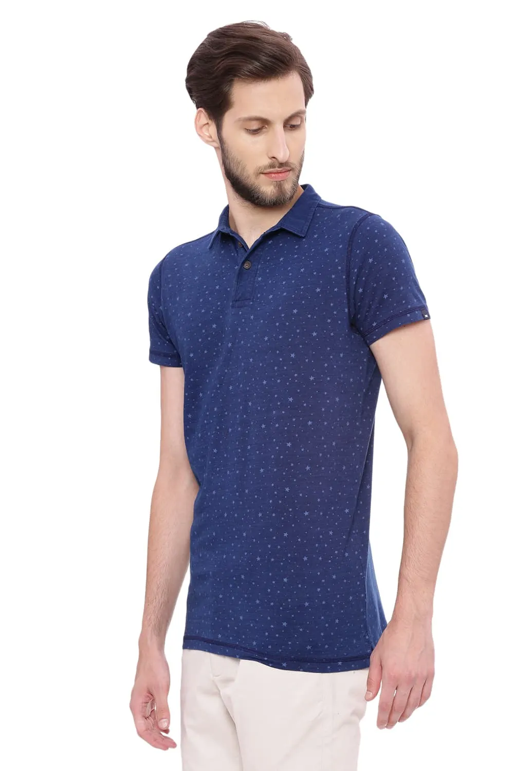 Muscle Fit Denim Polo T Shirt