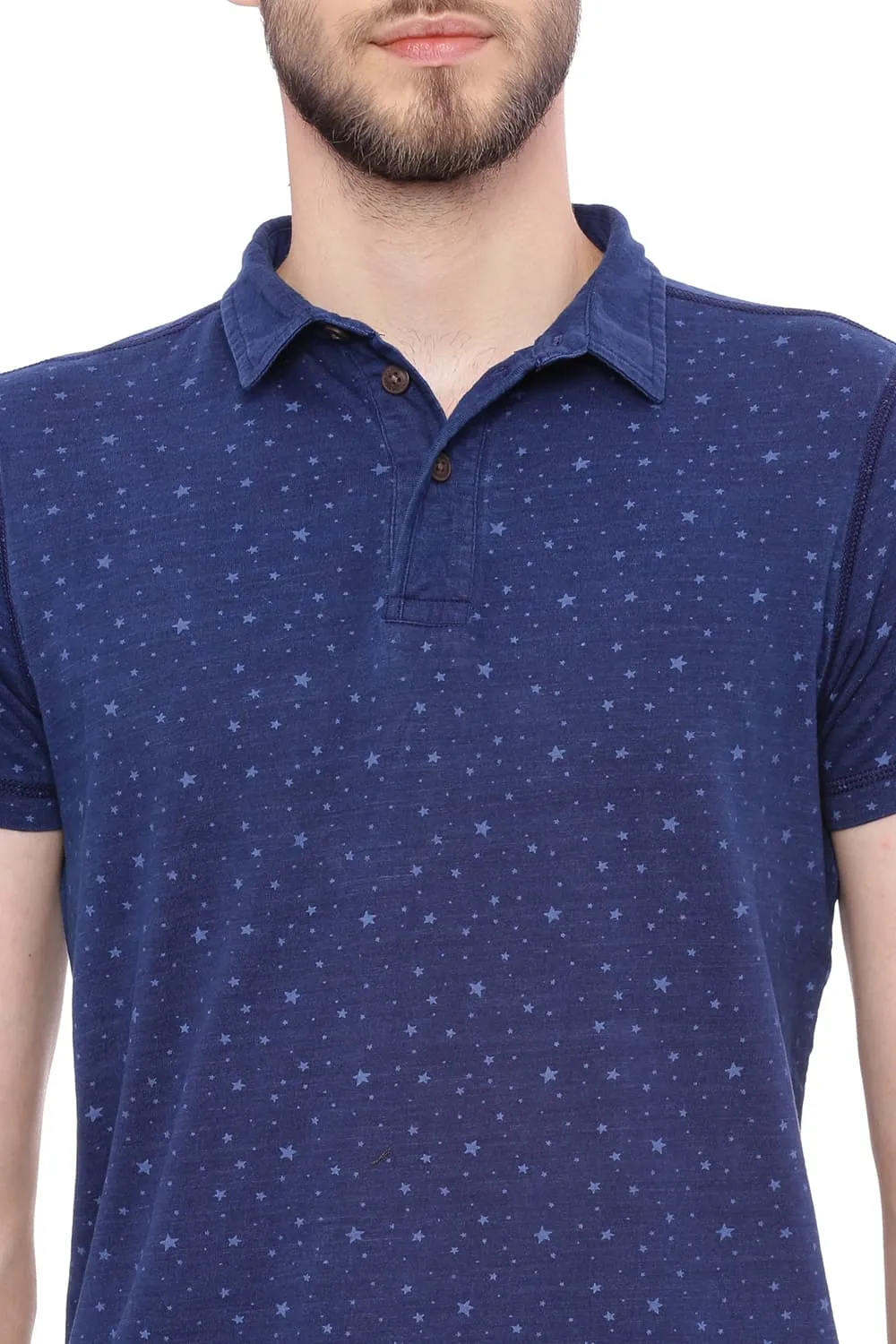 Muscle Fit Denim Polo T Shirt