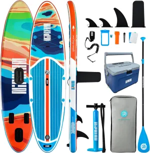 Niphean Inflatable Stand Up Paddle Board with Stabiltrac Fin Design and SUP Accessories and 4-Layer Insulated Paddle Board Cooler Box